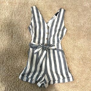 Back and cream striped romper